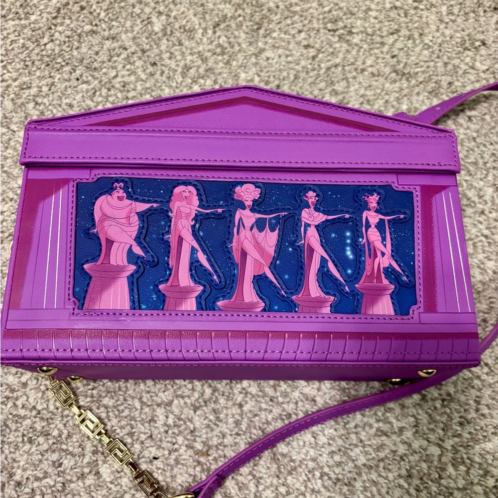 Loungefly Stitch Shoppe Hercules Muses Crossbody Bag + Pain & Havoc Pin NWOT